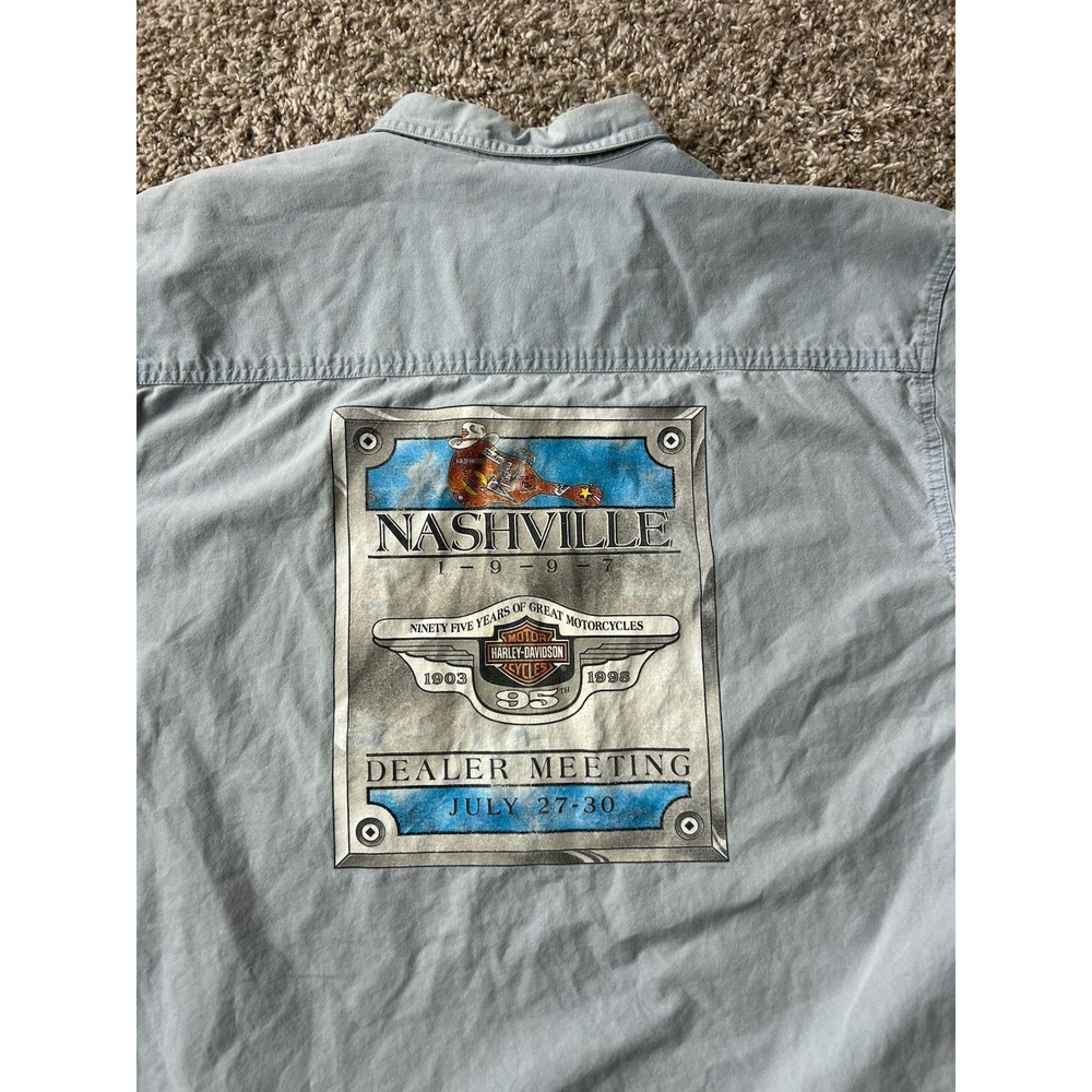 Vintage Harley Davidson Shirt Men's XXL 1997 Nashville Dealer Meeting Gray Biker